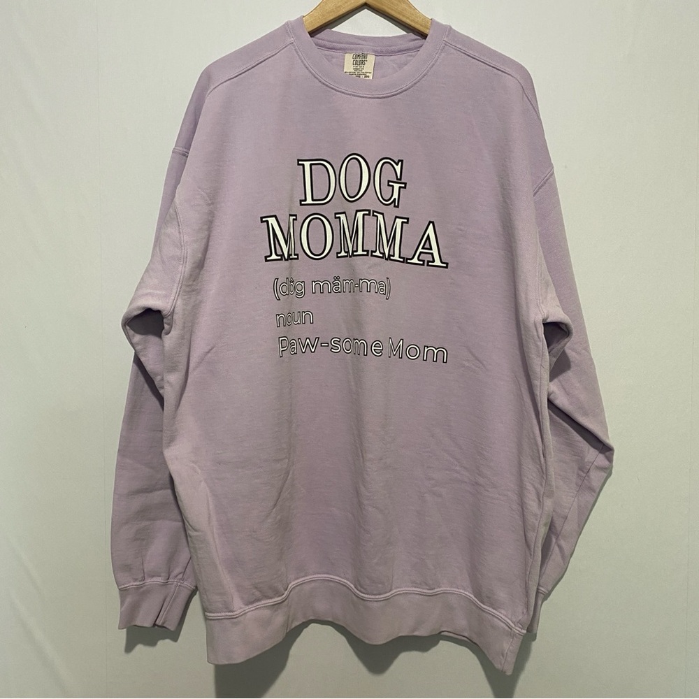 Comfort Colors 2XL Dog Momma Graphic Sweatshirt Oversized Cozy Crewneck Lilac